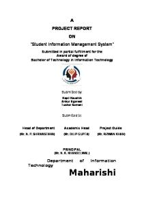 Project Report on Student Information Management System Php-mysql